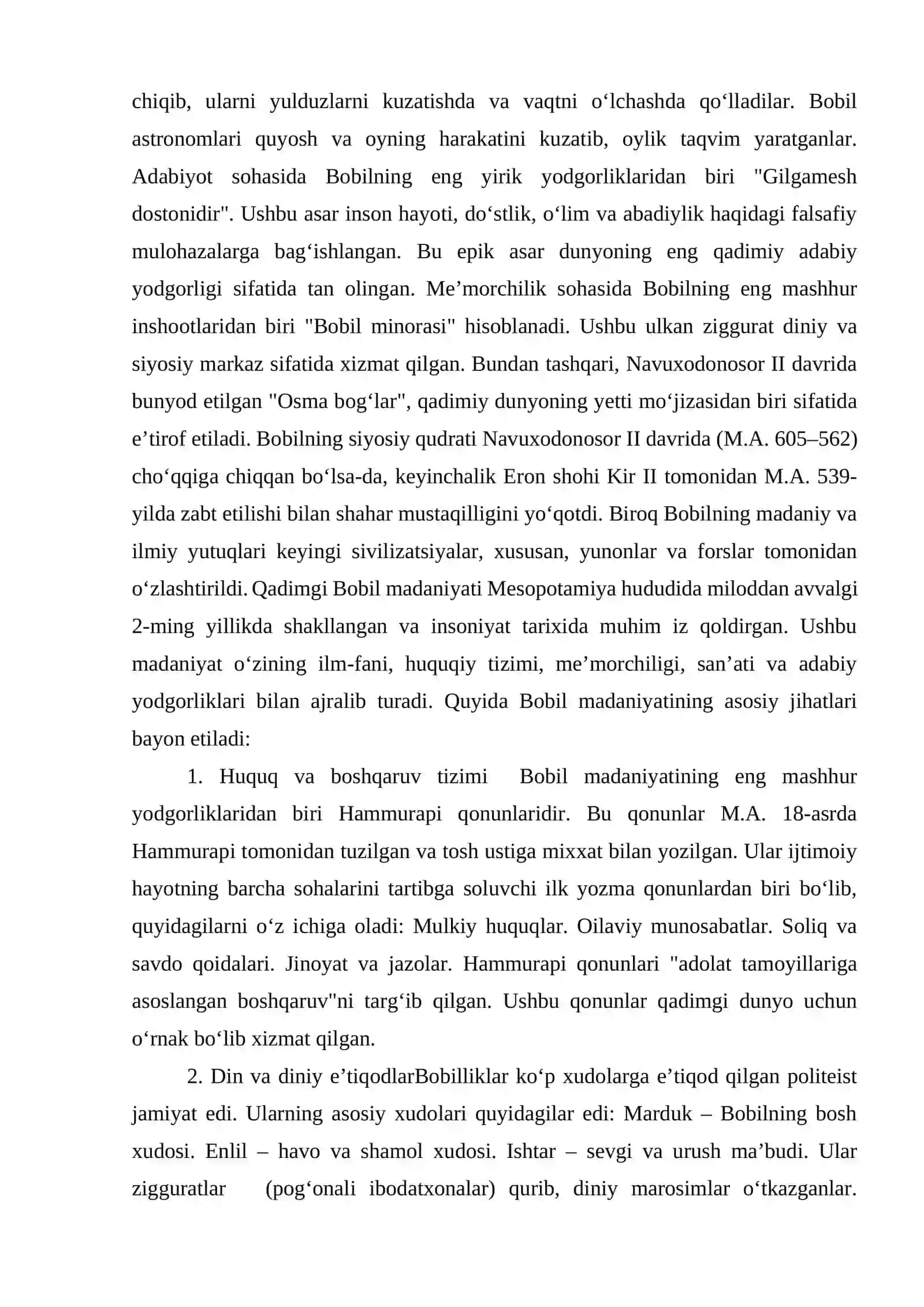 QADIMGI BOBIL TAMADDUN VA O‘RNAK 2