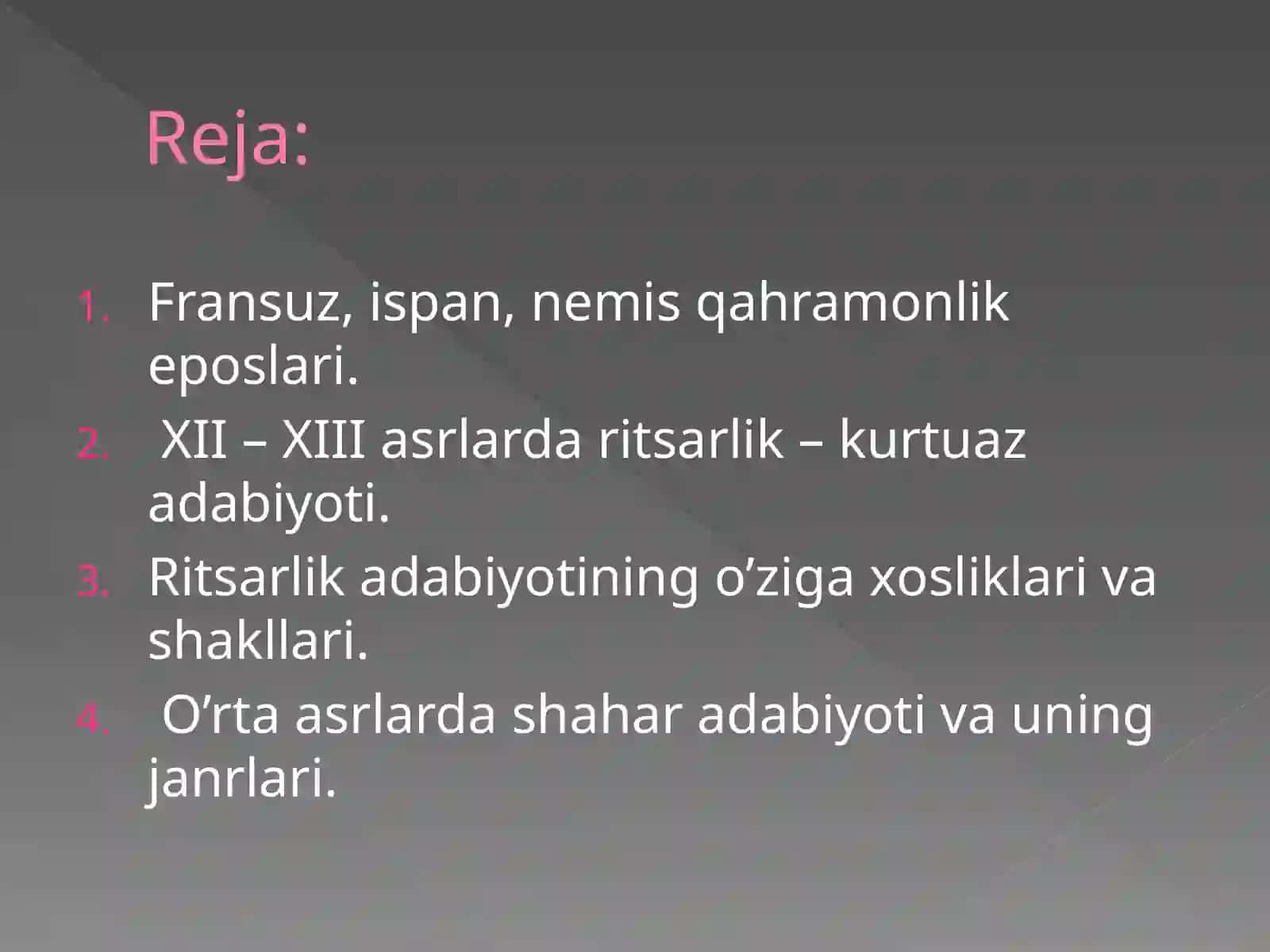O‘rtaasrlar adabiyoti 2