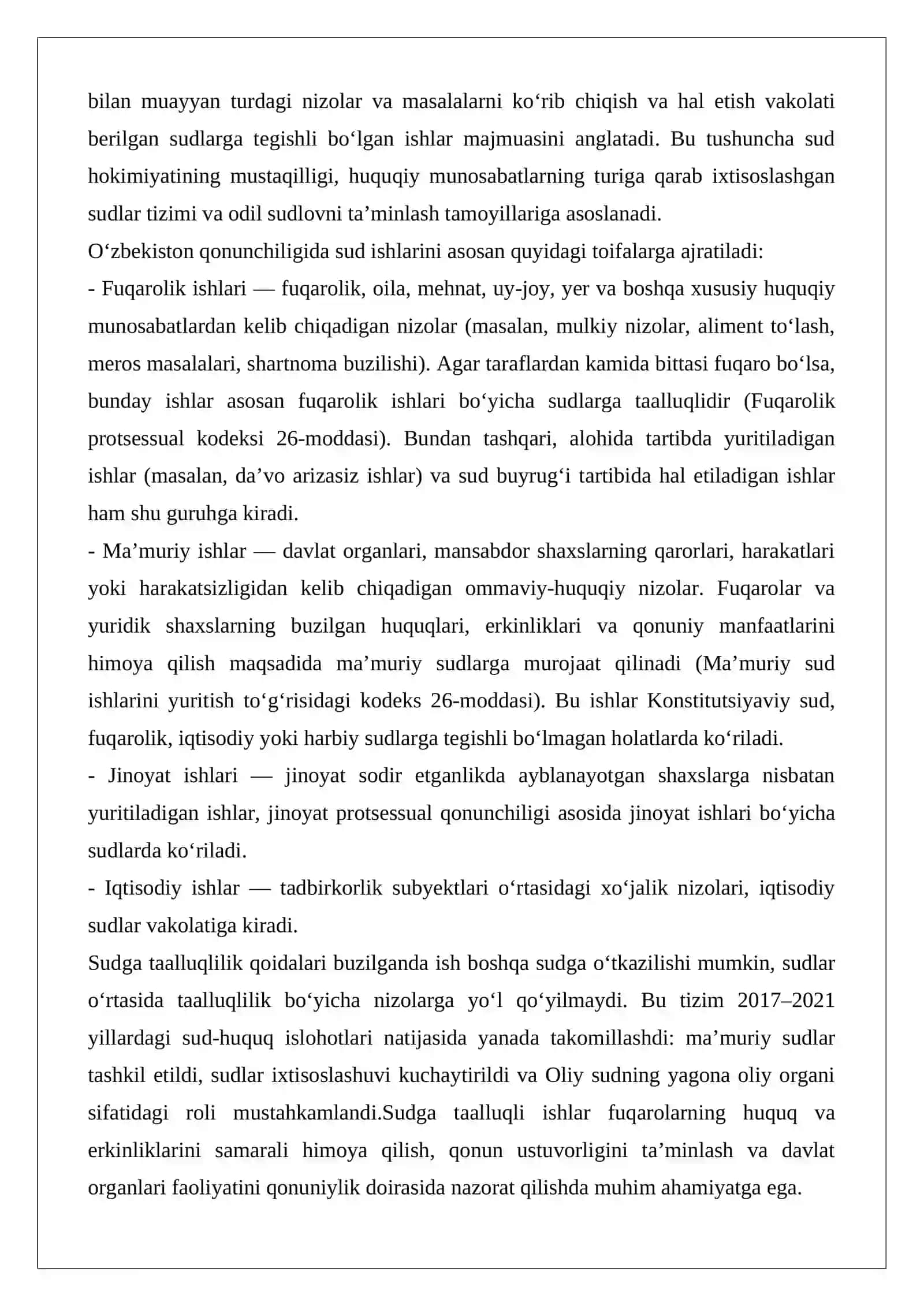 Sudga taalluqli ishlar 2