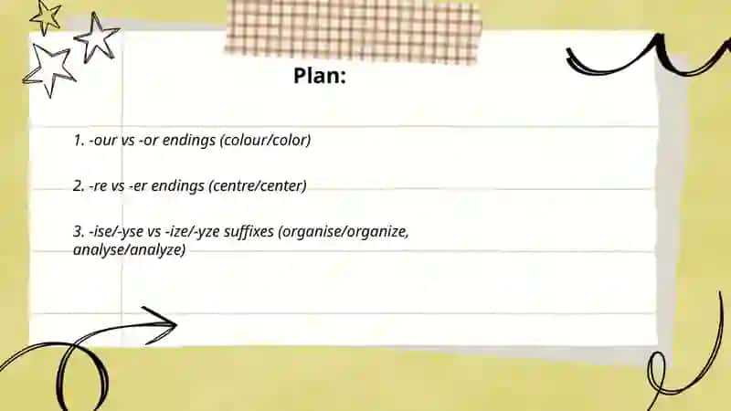 British and American spelling. Common differences in spelling 2