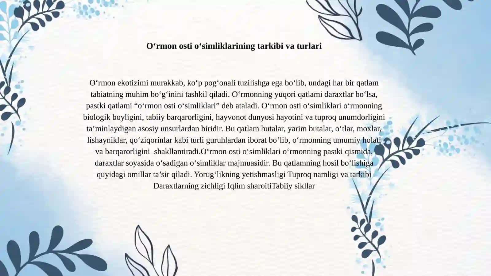 O'rmon osti o'simliklarining tarkibi va turlari 2