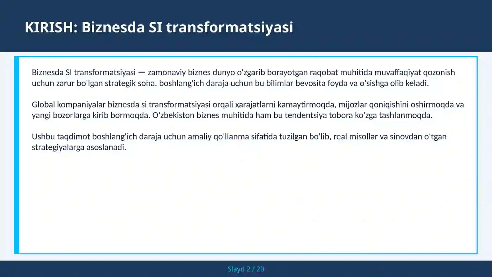 BIZNESDA SI TRANSFORMATSIYASI 2
