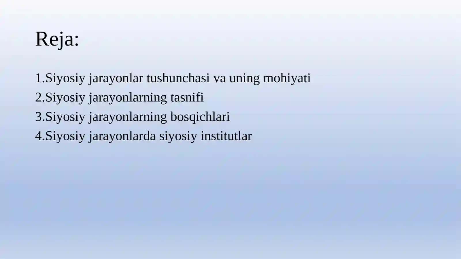 Siyosiy jarayonlar tuzilmasi va ularning tasnifi 2