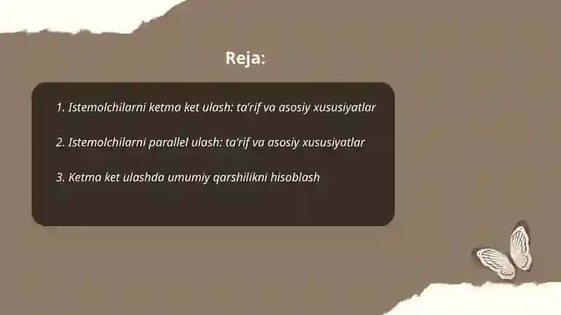 Istemolchilarni ketma ket va parallel ulash 2