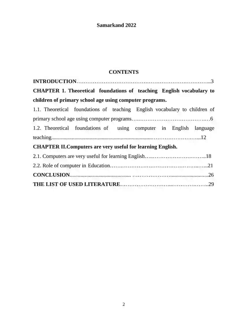 Course Paper on Theoretical Foundations of Teaching English Vocabulary to Children 2