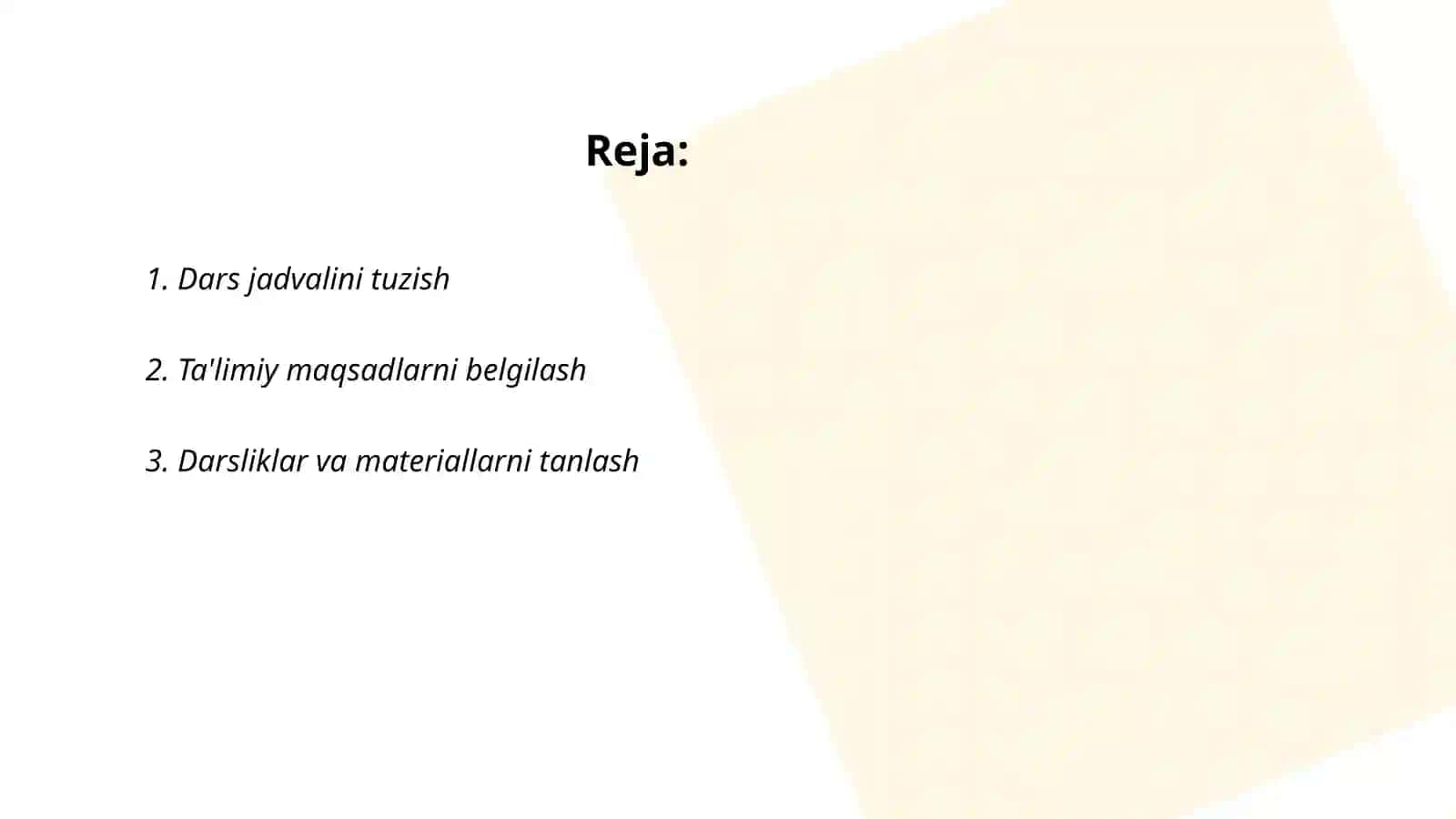 Dars jadvalini tuzish 2