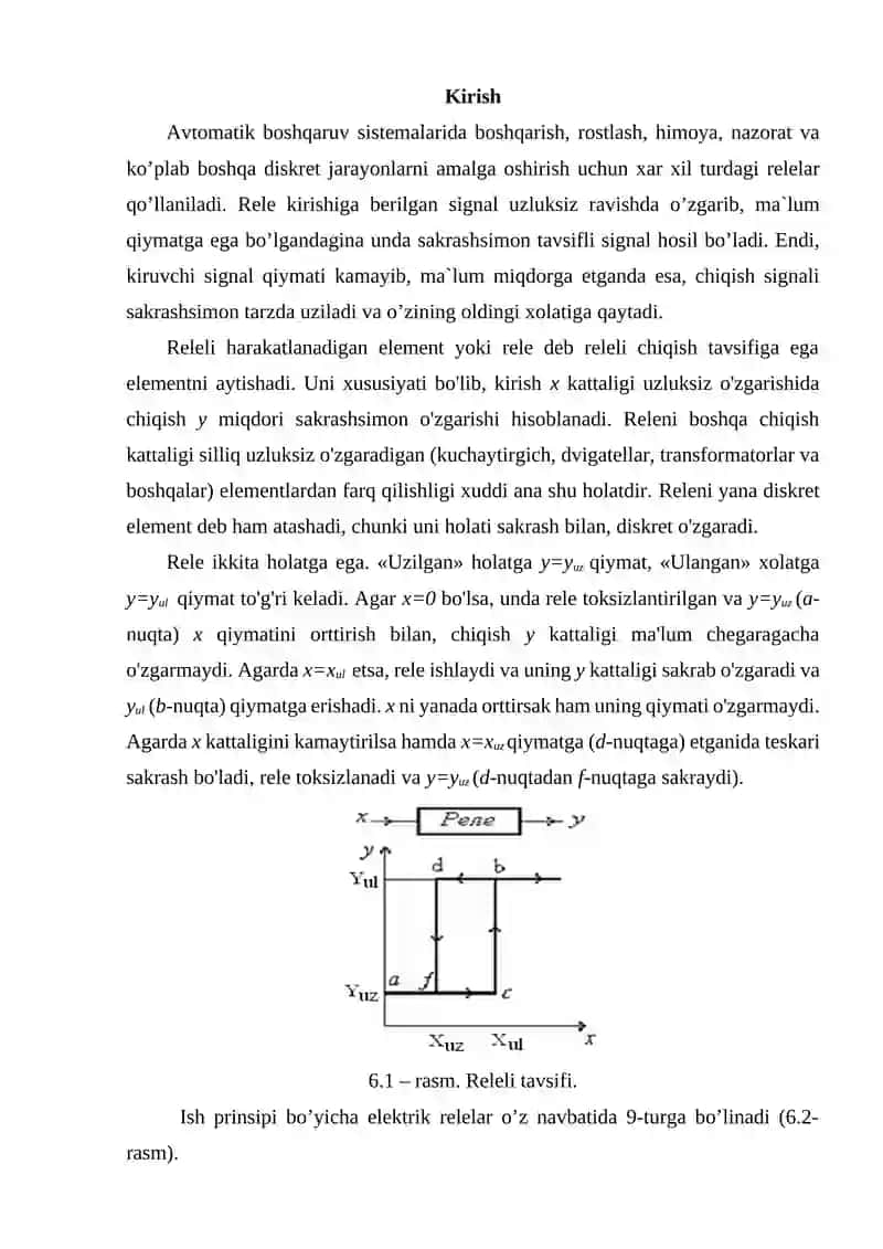 To’yinuvchan taransformatorli relelarni tuzilishi ishlash prinsipi va parametrlari 2