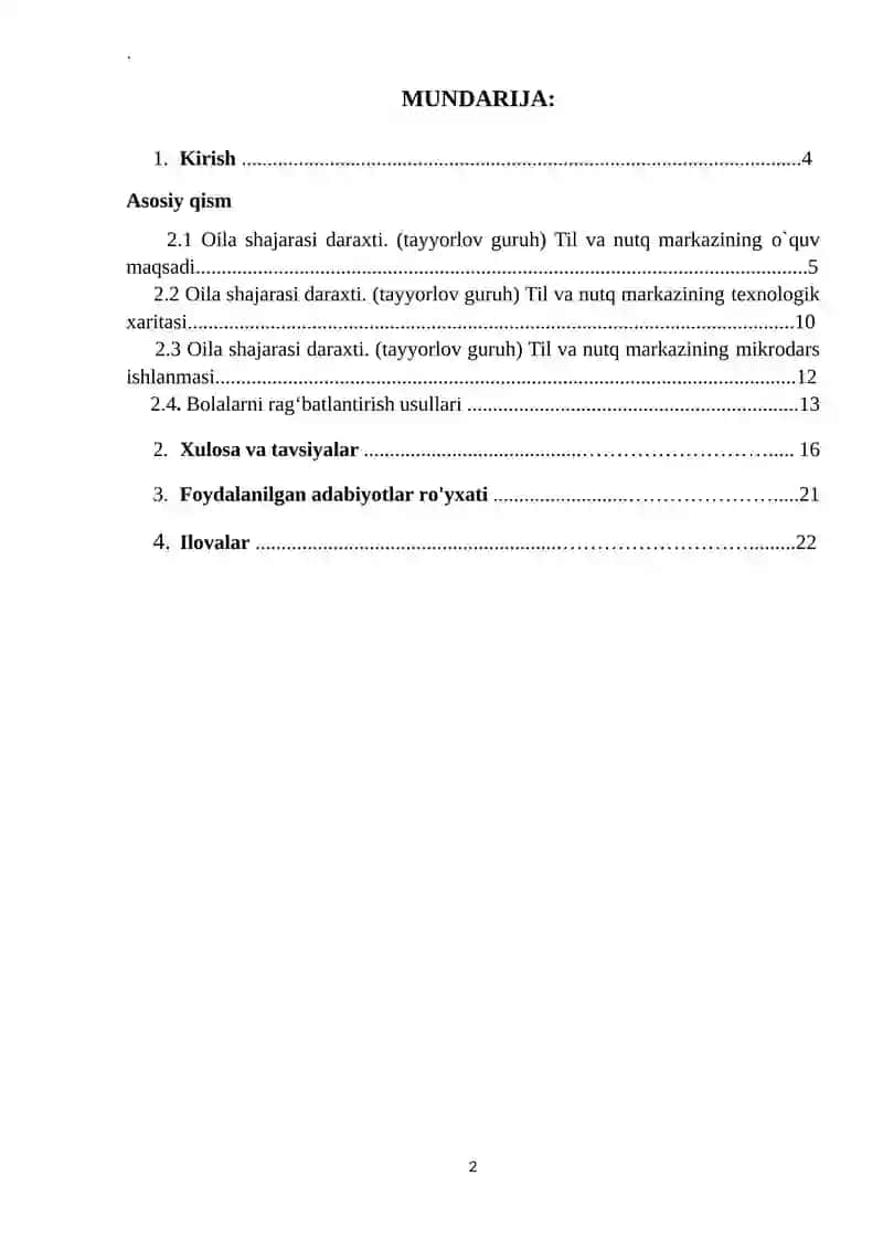 Oila shajarasi daraxti. (tayyorlov guruh) Til va nutq markazi 2