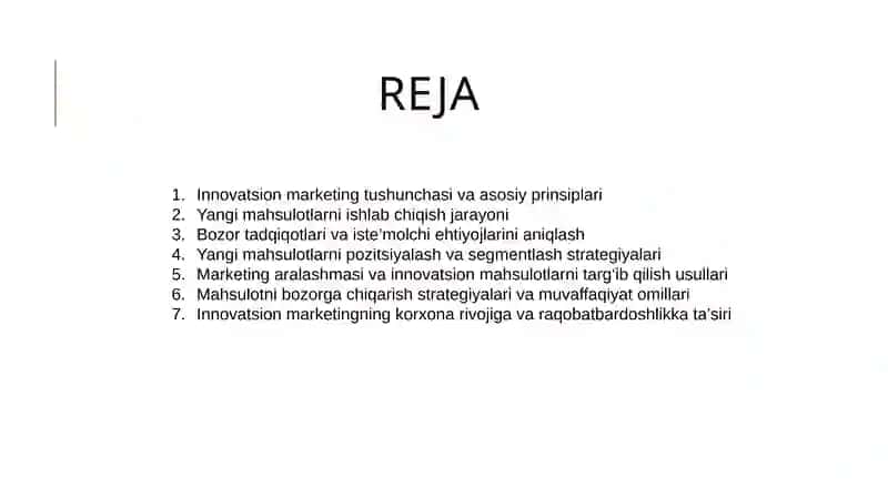 Innovatsion marketing va yangi mahsulotlarni bozor qachon chiqarish strategiyalari 2