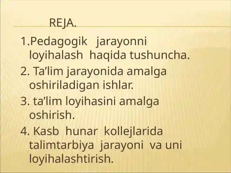 Pedagogik Jarayonni Loyihalash 2