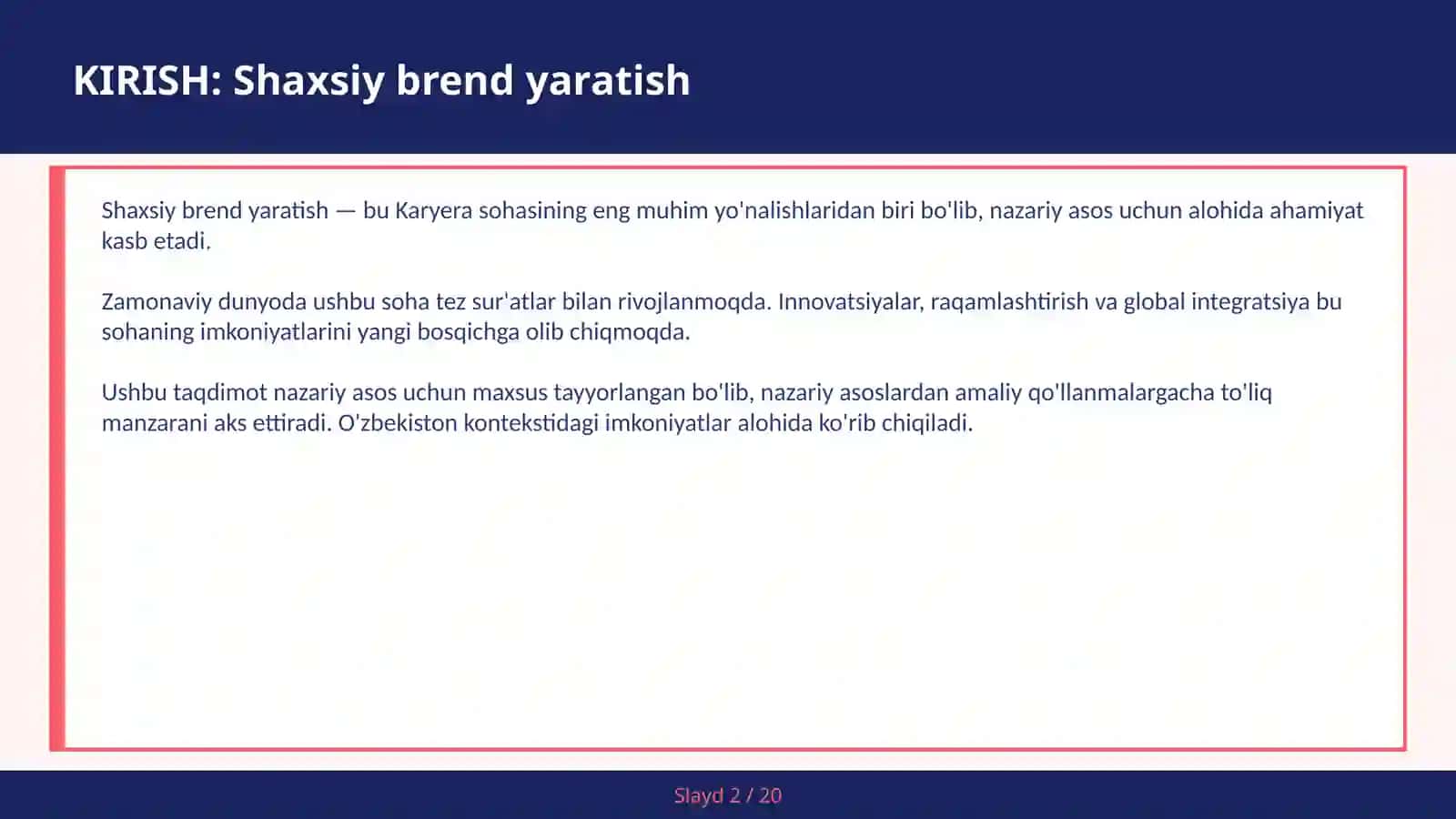 SHAXSIY BREND YARATISH 2