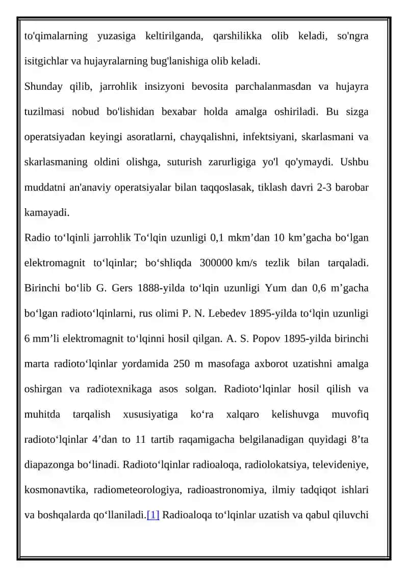 RADIO TO'LQINLARI JARROHLIGI 2