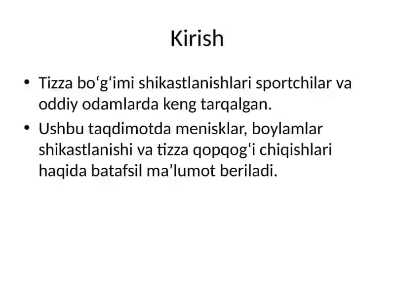 Tizza boʻgʻimi shikastlanishlari 2