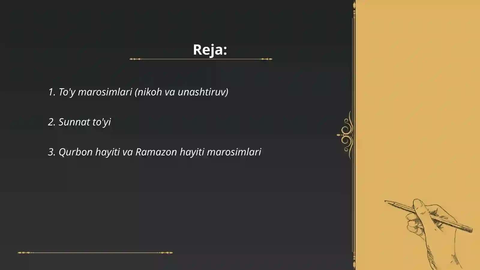 O‘zbek urf-odatlari va marosimlari, ularning turlari, mohiyati 2
