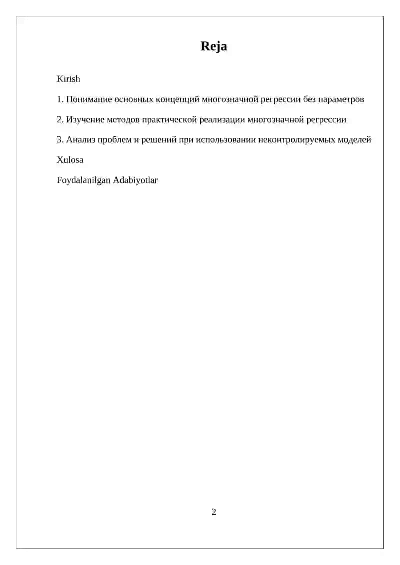 Chiziqsiz modellarda kopqiymatli regresiya 2