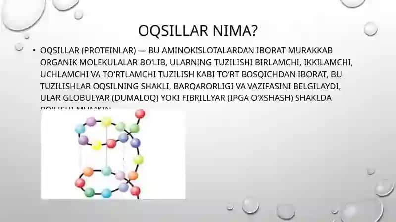 Oqsillar strukturasi va uning tuzilishi 2