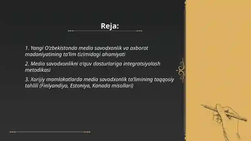 Media savodxonlik va axborot madaniyati fanining ôqitish 2