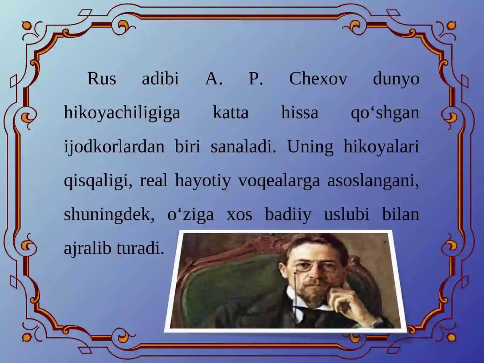 ANTON PAVLOVICH CHEXOV HIKOYASI HAQIDA 2