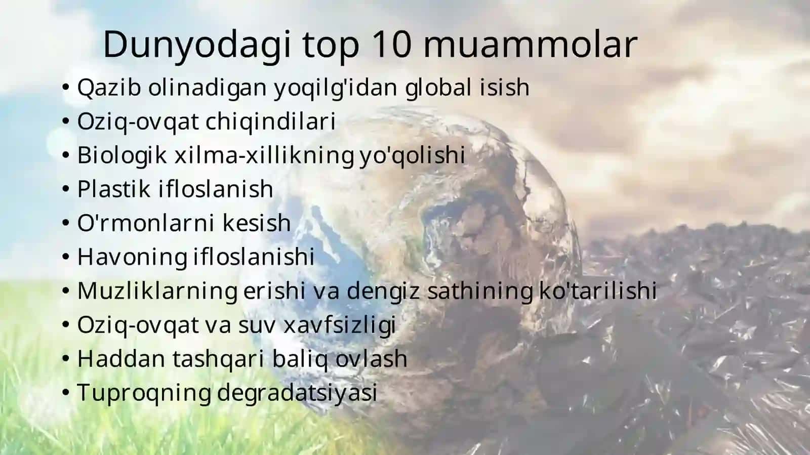 Dunyodagi top 10 muammolar 2
