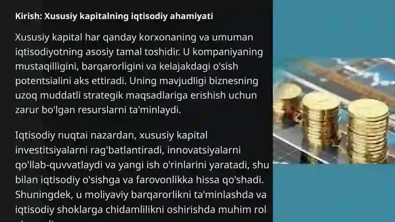 #Xususiy kapitalni iqtisodiya ahamiyatu 2