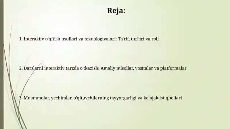Ta'limning interfaol usullari. Dars òtish texnologiyalari 2