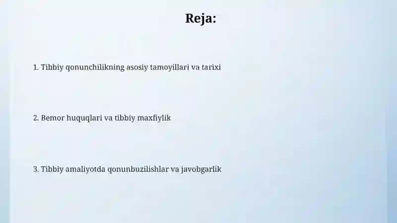 Tibbiyotga oid qonunlar 2