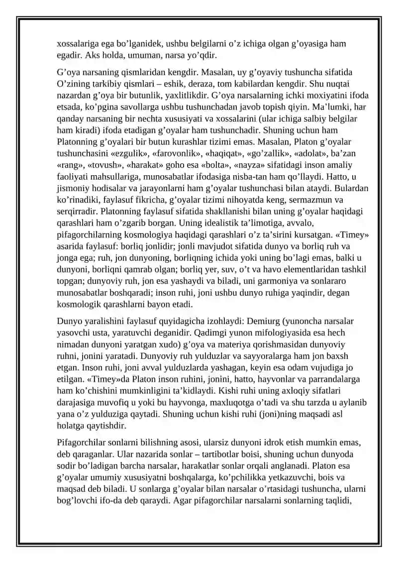 Aflotun (Platon)ning falsafiy qarashlari 2