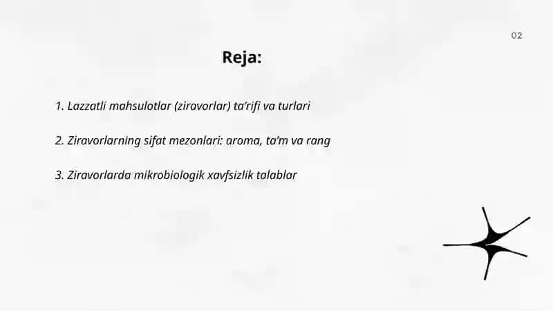 Lazzatli mahsulotlar (ziravorlar) 2