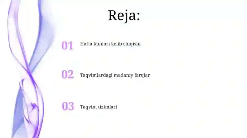 Rim kalendari va hafta kunlari 2