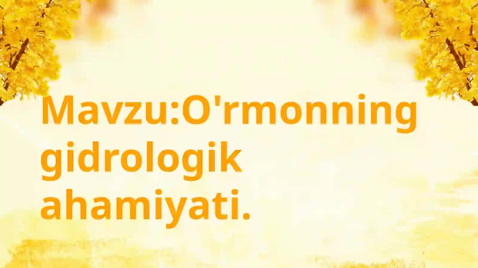 O'rmonning gidrologik ahamiyati 2