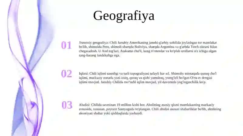 Jismoniy geografiya: Chili Davlati 2
