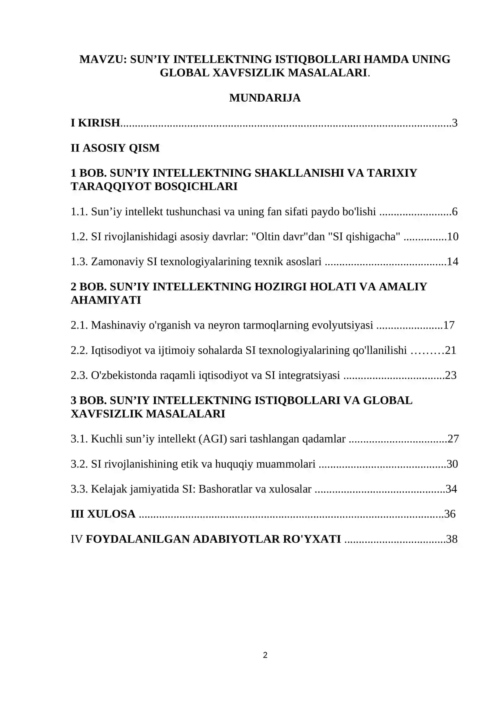 SUN’IY INTELLEKTNING ISTIQBOLLARI HAMDA UNING GLOBAL XAVFSIZLIK MASALALARI. 2