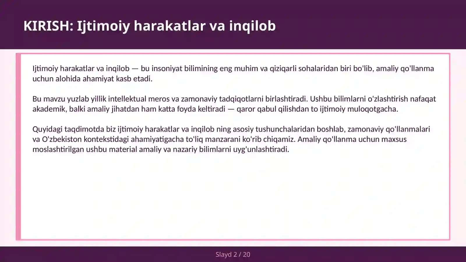 Ijtimoiy harakatlar va inqilob 2