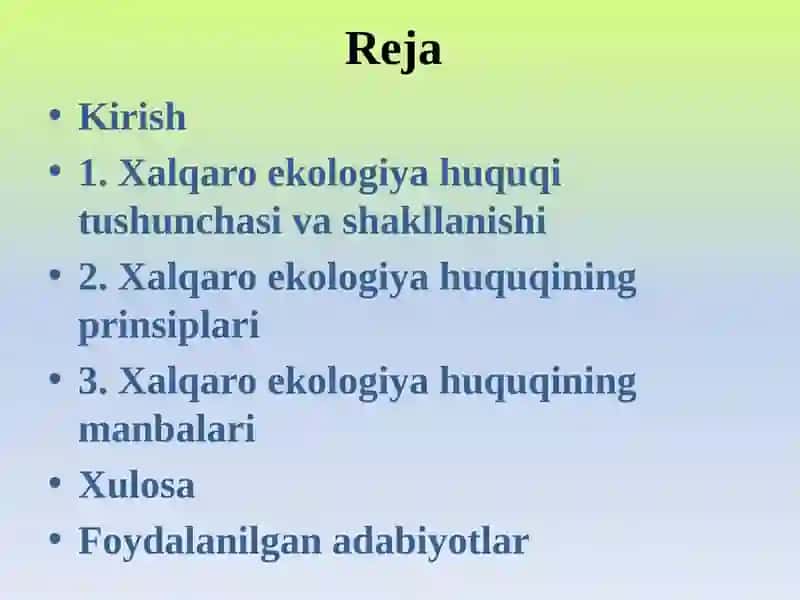 XALQARO EKOLOGIYA HUQUQI 2