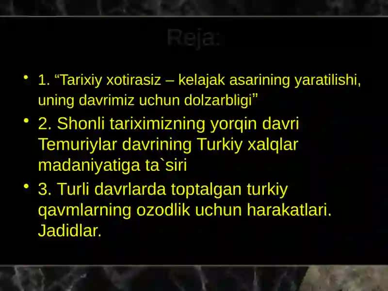 TARIXIY XOTIRASIZ KELAJAK YO`Q 2