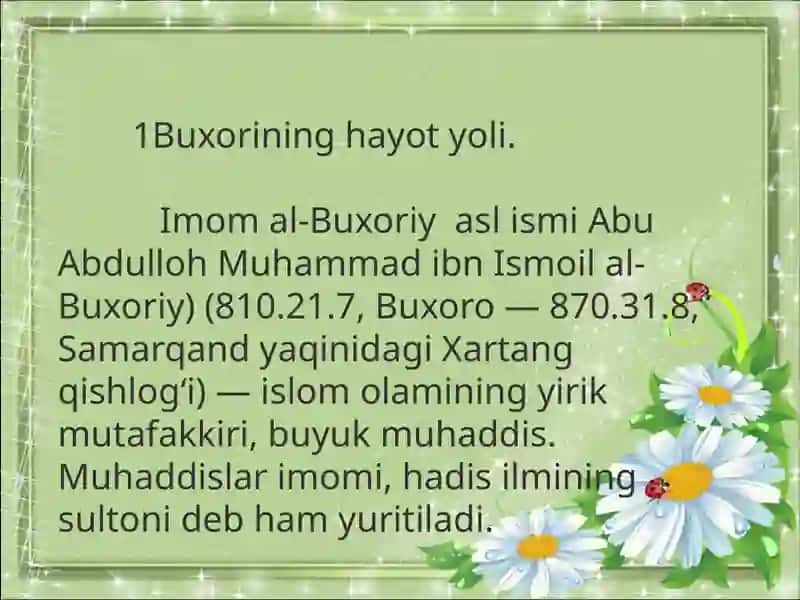 Imomal-Buxoriy hayoti va pedagogik qarashlari 2