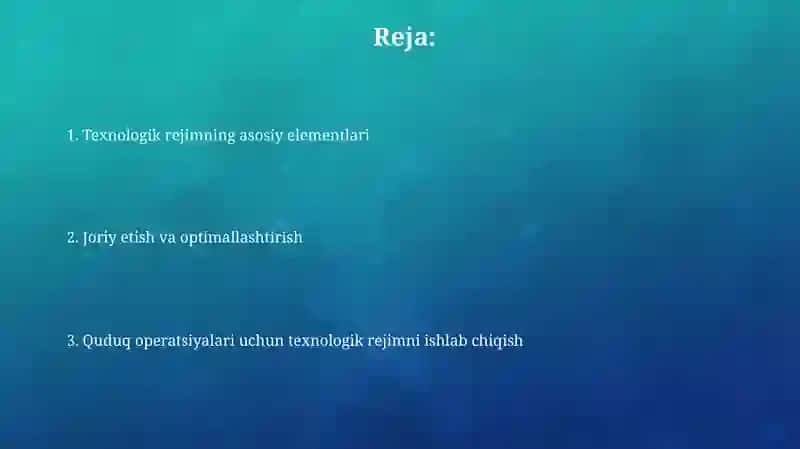 Quduqlarni ishlatishning texnologik rejimi tuzish 2