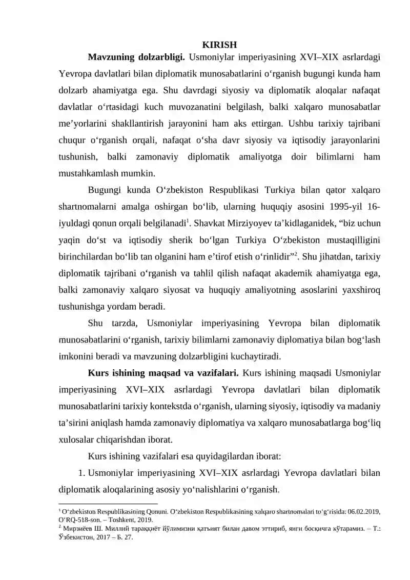 Usmoniylar imperiyasining Yevropa davlatlari bilan diplomatik munosabatlari (XVI-XIX asrlar) 2
