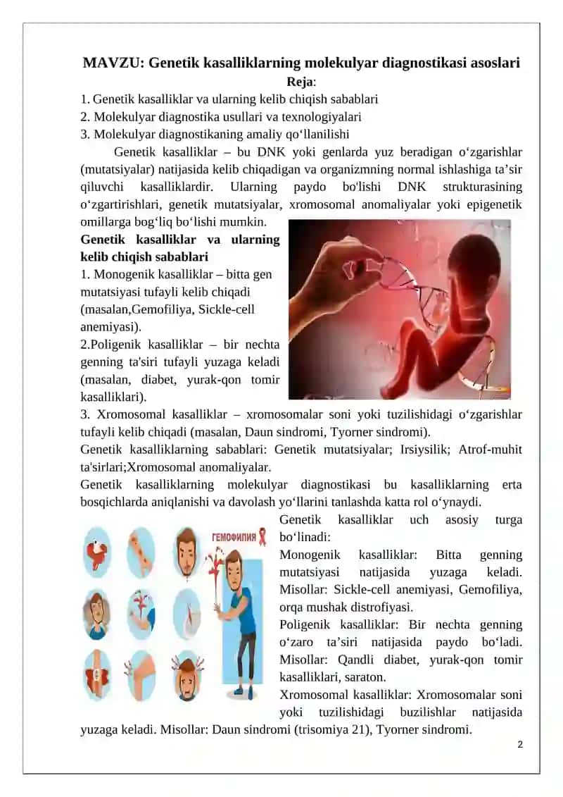 Genetik kasalliklarning molekulyar diagnostikasi asoslari 2