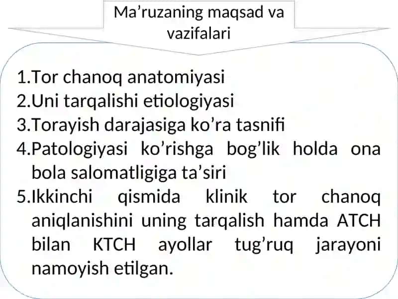 Zamonaviy akusherlikda tor chanoq. 2