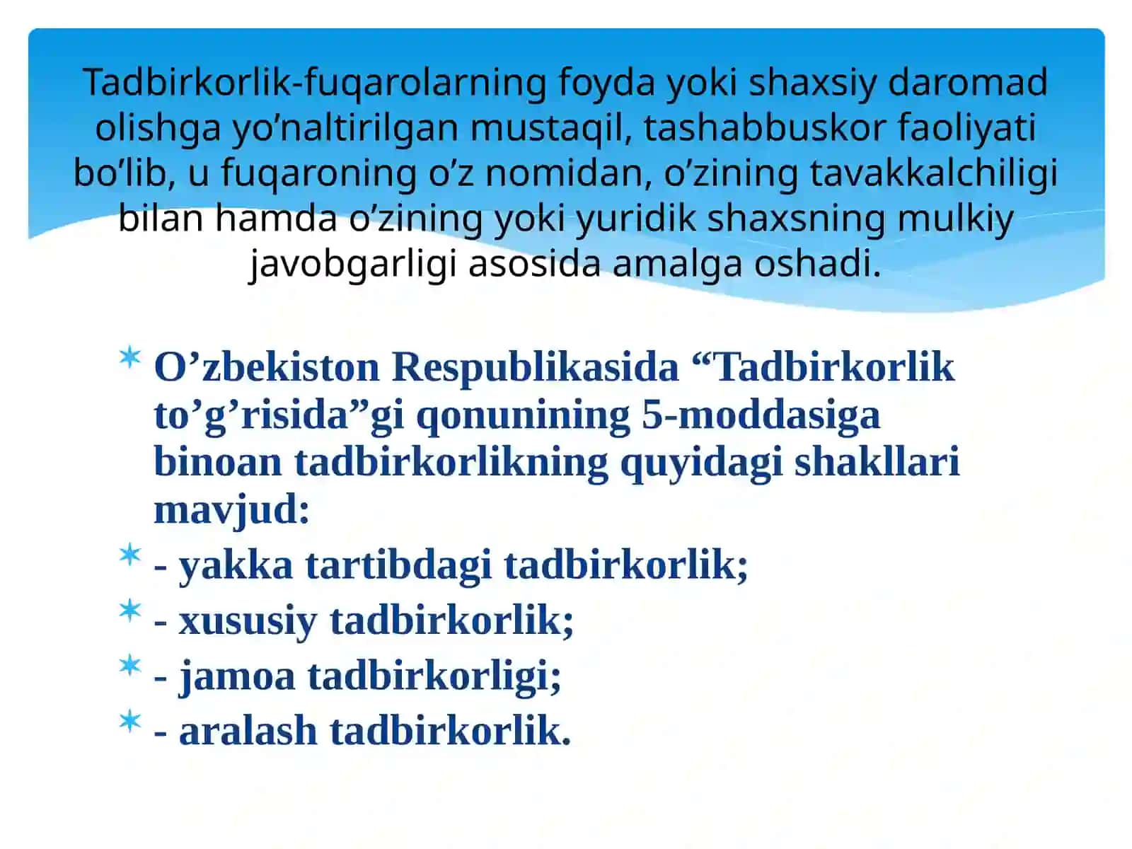 Tadbirkorlik faoliyati 2