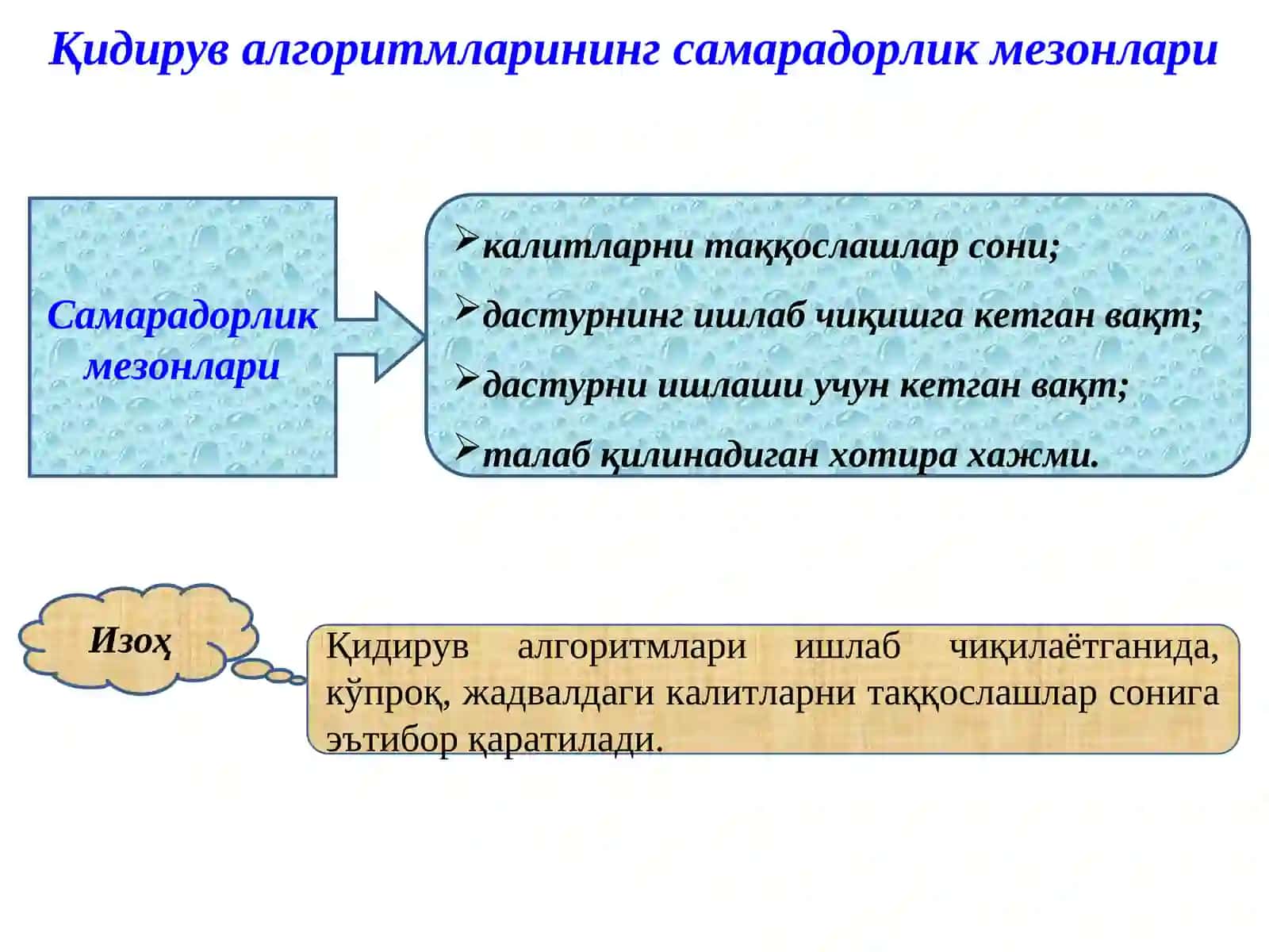 11-Мавзу: Қидирув алгоритмларининг самарадорлиги 2