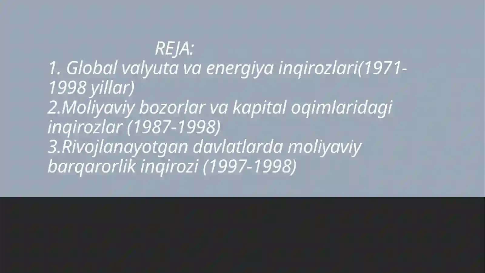 1971-1998 yillardagi Moliyaviy-Iqtisodiy inqirozlar 2