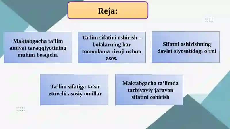 Maktabgacha ta'limda ta'lim sifati 2