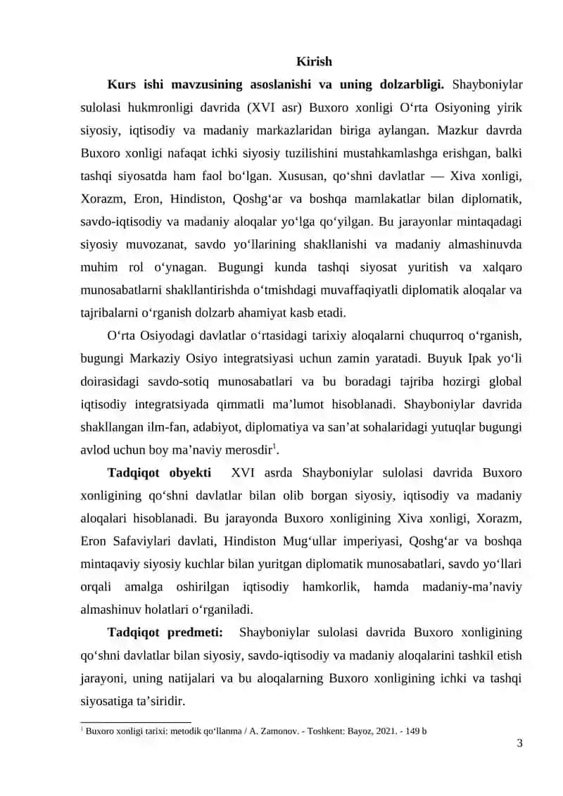 SHAYBONIYLAR DAVRIDA BUXORO XONLIGINING QO‘SHNI DAVLATLAR BILAN ALOQALARI 2