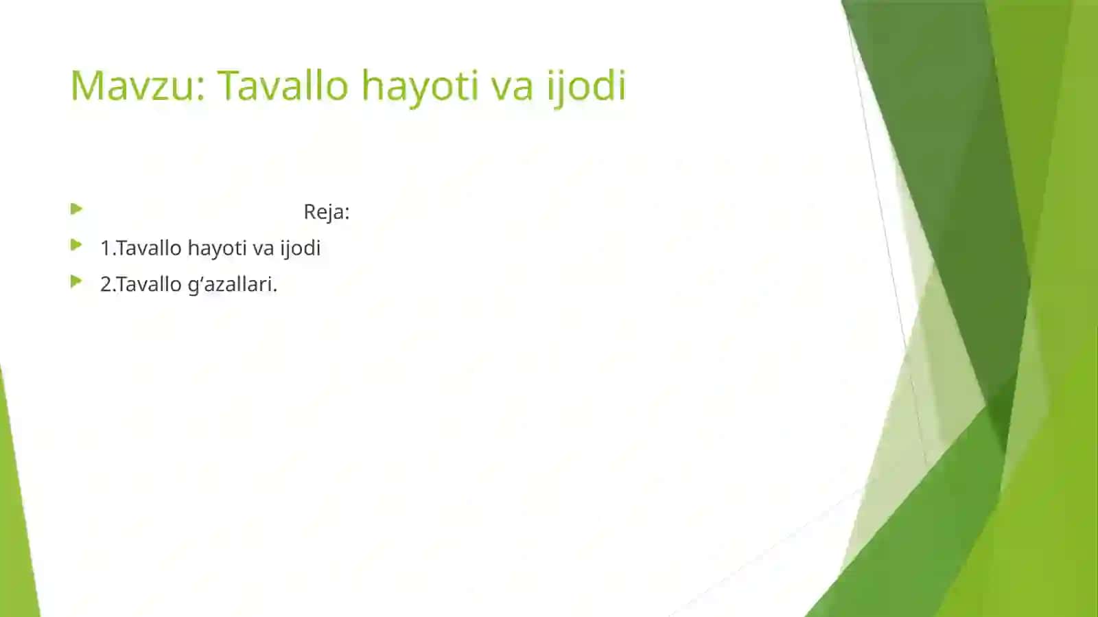 Tavallo hayoti va ijodi 2