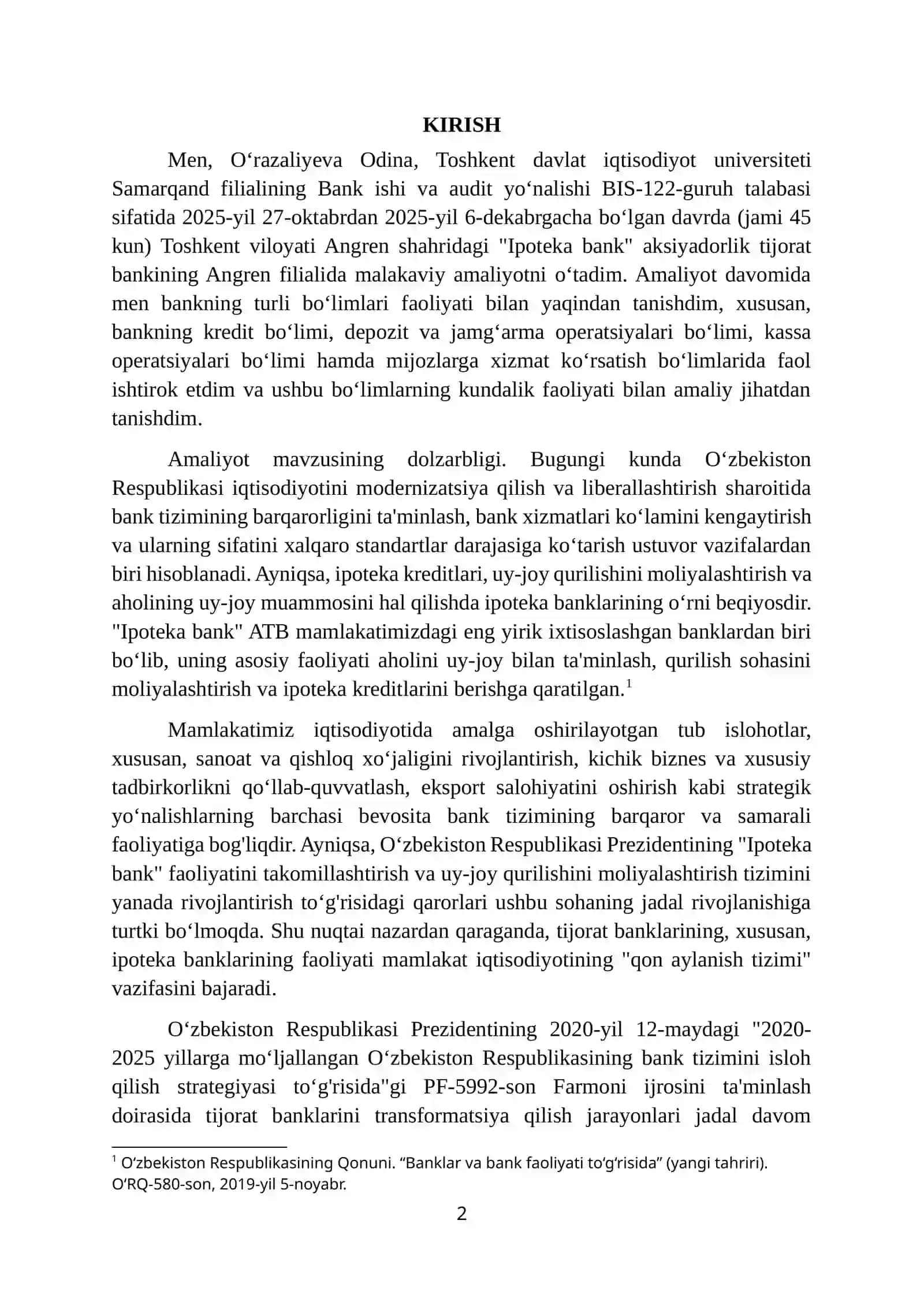 IPOTEKA BANK BOʻYICHA AMALIYOT HISOBOTI. 60 LIST 2