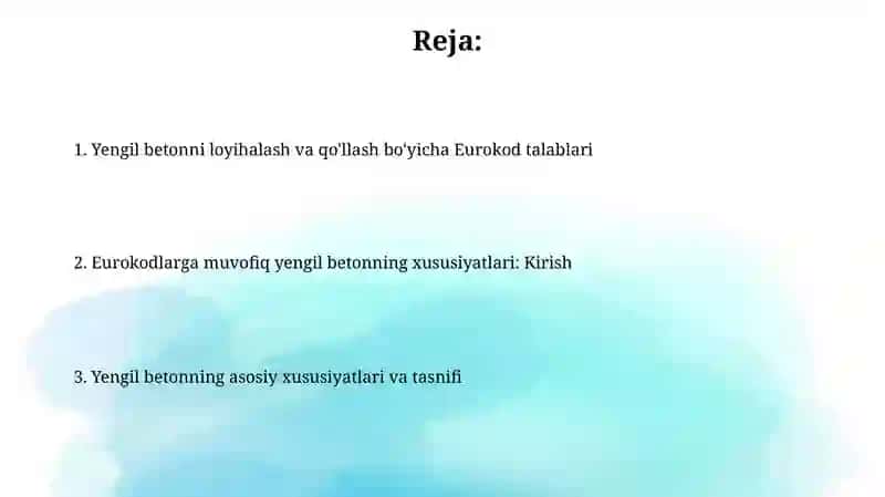Yengil beton xossalariyevrokodlarbóyicha 2