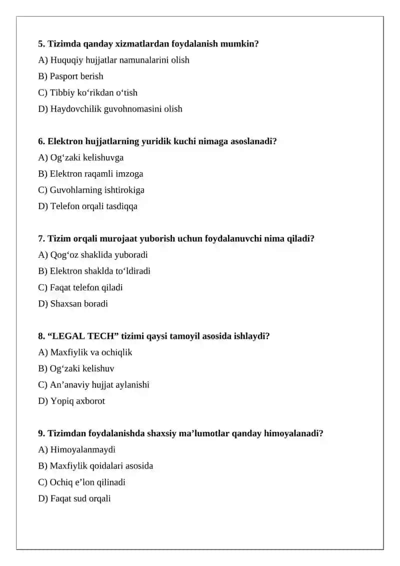 "LEGAL TECH" axborot tizimidan foydalanish tartibi 2