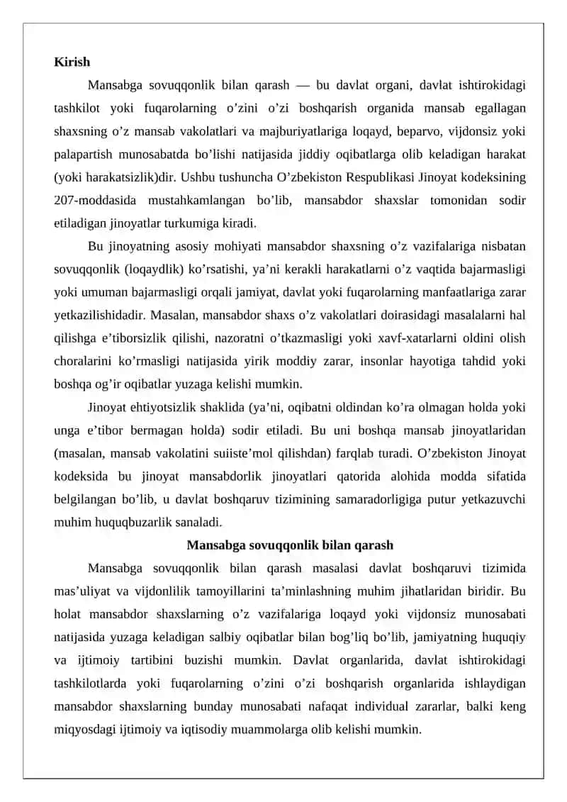 Mansabga sovuqqonlik bilan qarash 2